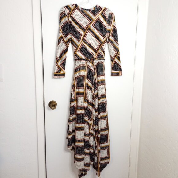 eShakti Striped Button Front Handkerchief Hem Long Shirtdress - Picture 7 of 12